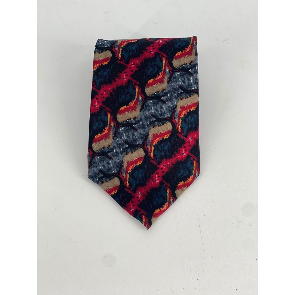 J. Garcia Mens Silk Tie Collection Four Van Gogh's Tree Abstract Red Blue Grey